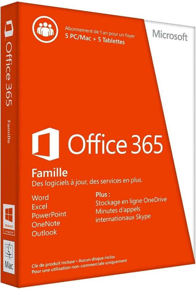 Licence office 365 Famille - 05 postes / an
